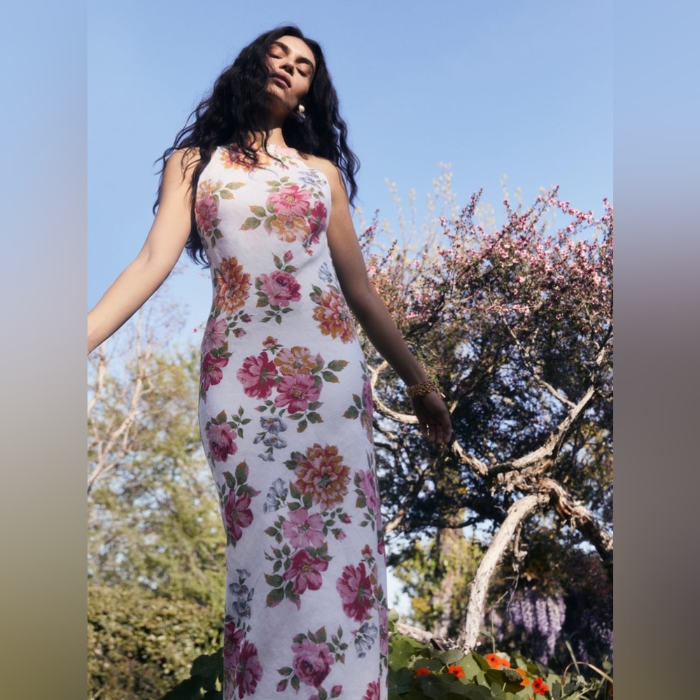 Reformation Floral Maxi Dress - Pink and White